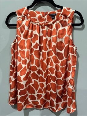Ann Taylor Rust & White Sleeveless Printed Shell